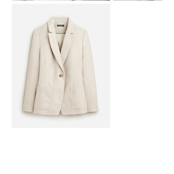 NWT J.Crew $198 Helena Blazer Stretch Linen Blend Flax Ivory Size 4 BX793 - Picture 2 of 15
